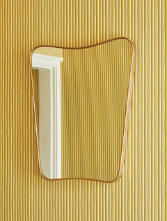 Vintage Italian 1950s Curved Brass Mirror