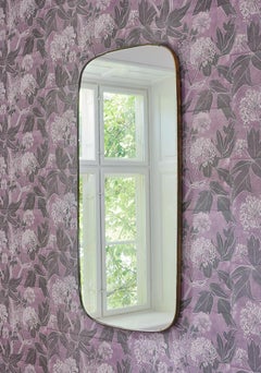 Vintage Italian 1950s Curved Brass Mirror