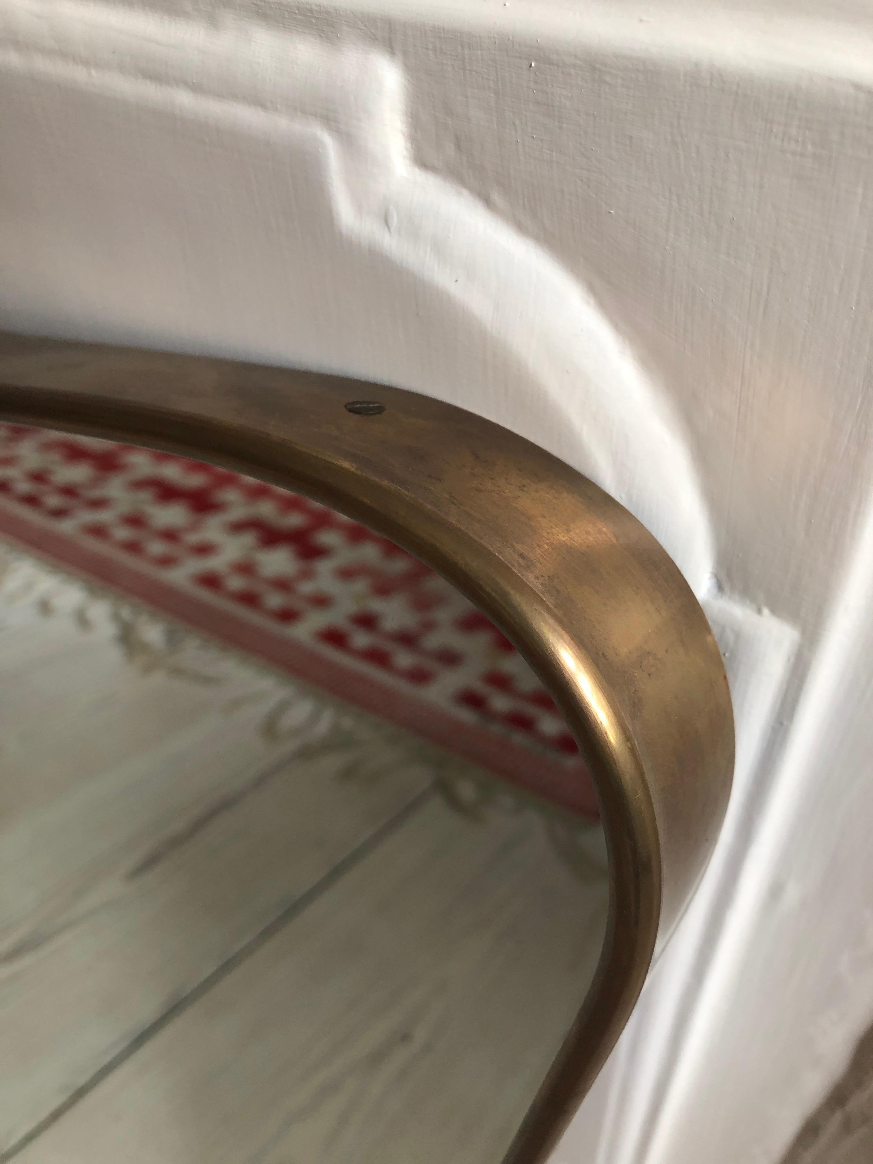 Vintage Italian 1950s Curved Brass Mirror Bon état à Copenhagen K, DK