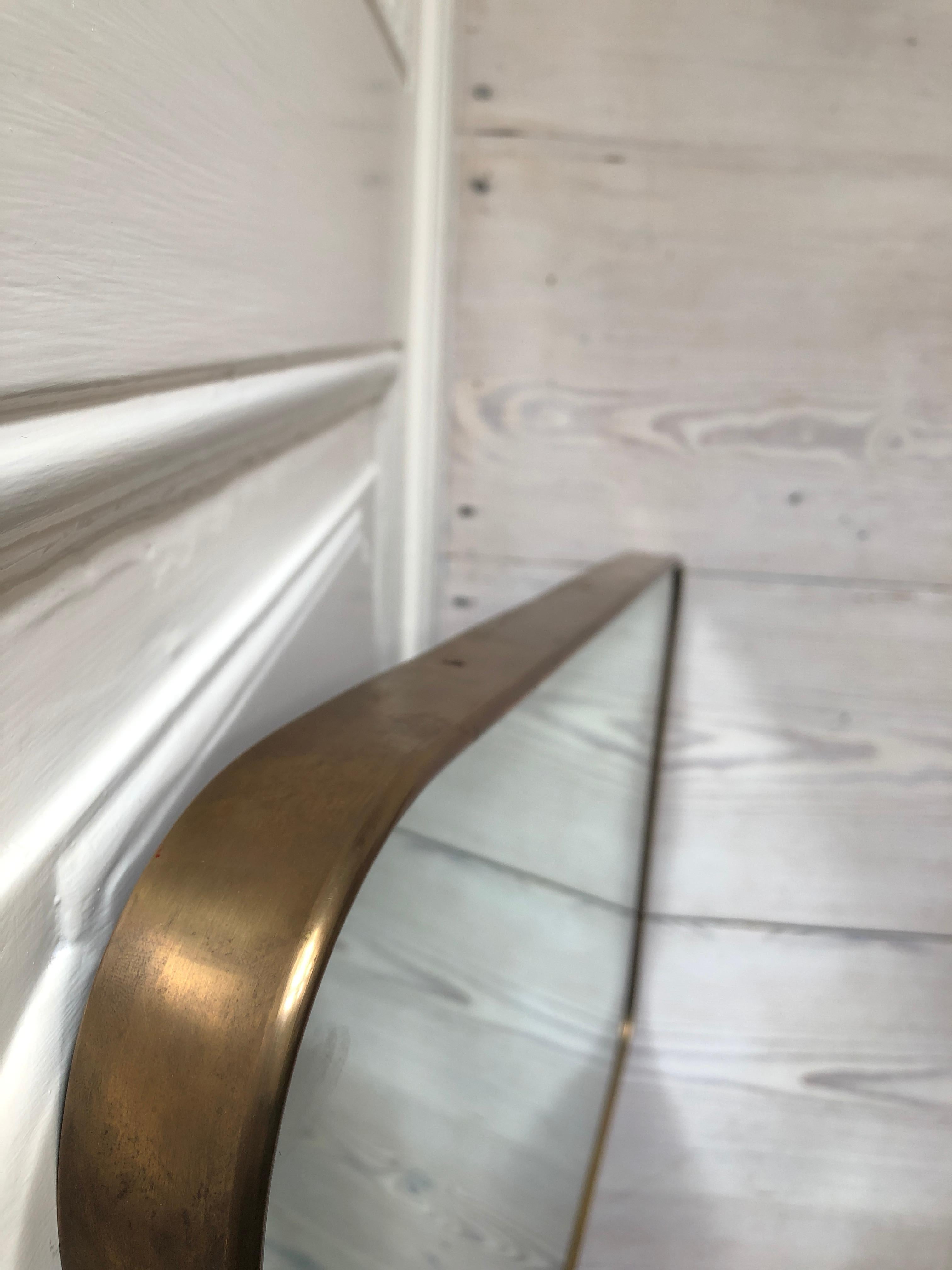 Milieu du XXe siècle Vintage Italian 1950s Curved Brass Mirror