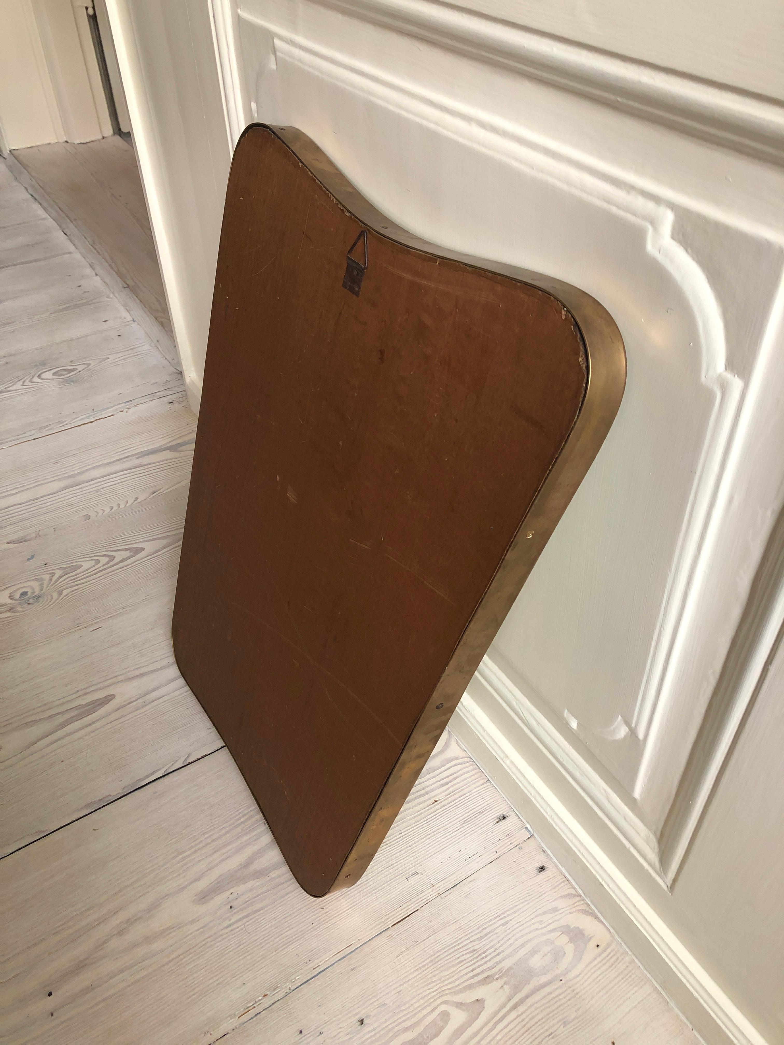 Vintage Italian 1950s Curved Brass Mirror 3