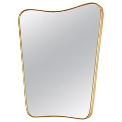 Vintage Italian 1950s Curved Brass Mirror