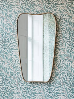 Vintage Italian 1950s Curved Brass Wall Mirror