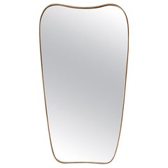Vintage Italian 1950s Curved Brass Wall Mirror