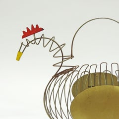 Vintage Italian 1950s Egg Basket in the Shape of a Chicken