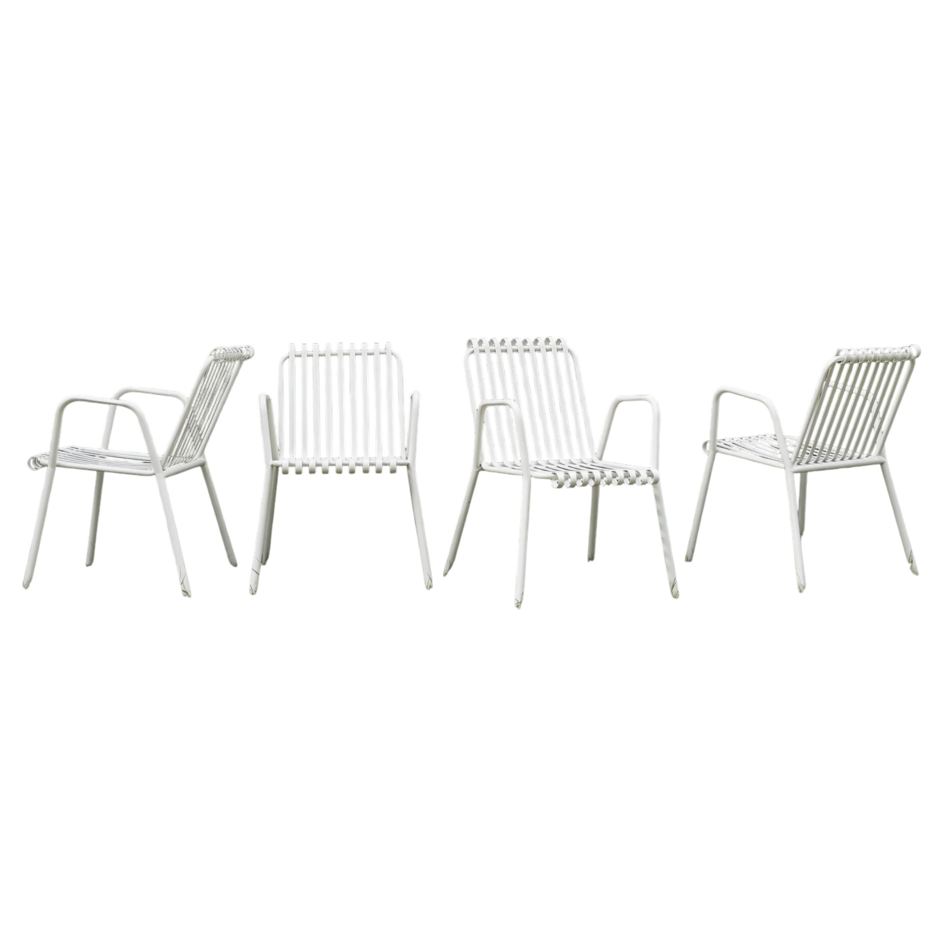 Vintage Italian 1950s Metal Garden Outdoor Chairs - Set of 4