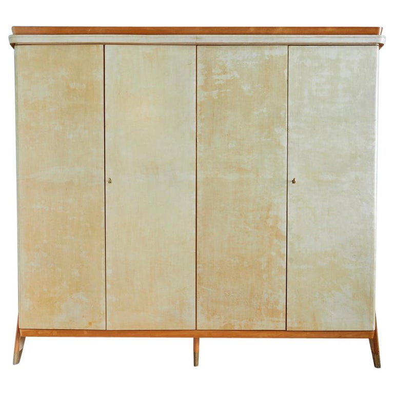 Vintage Italian 1950s Parchment Cabinet For Sale at 1stdibs