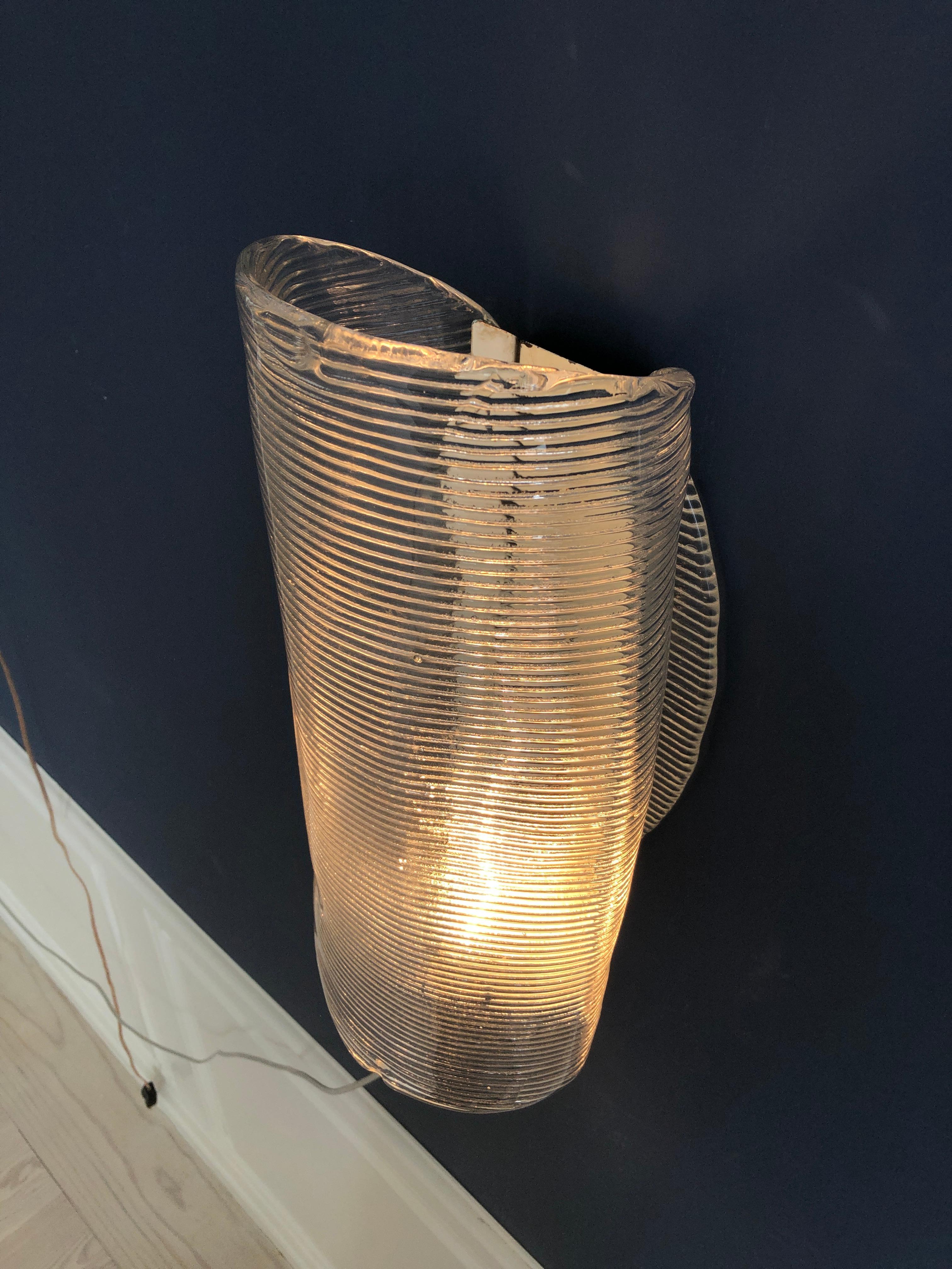 Vintage Italian 1950s Venini Applique Light in Clear Blown Glass 1