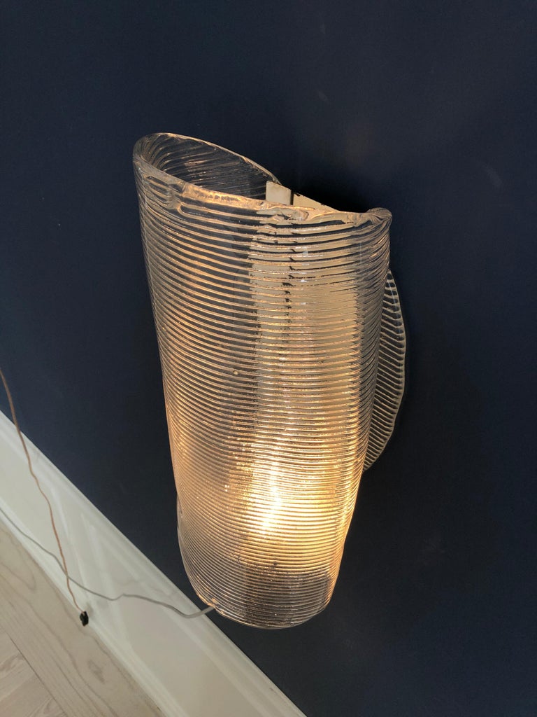 Vintage Italian 1950s Venini Applique Light in Clear Blown Glass at 1stDibs