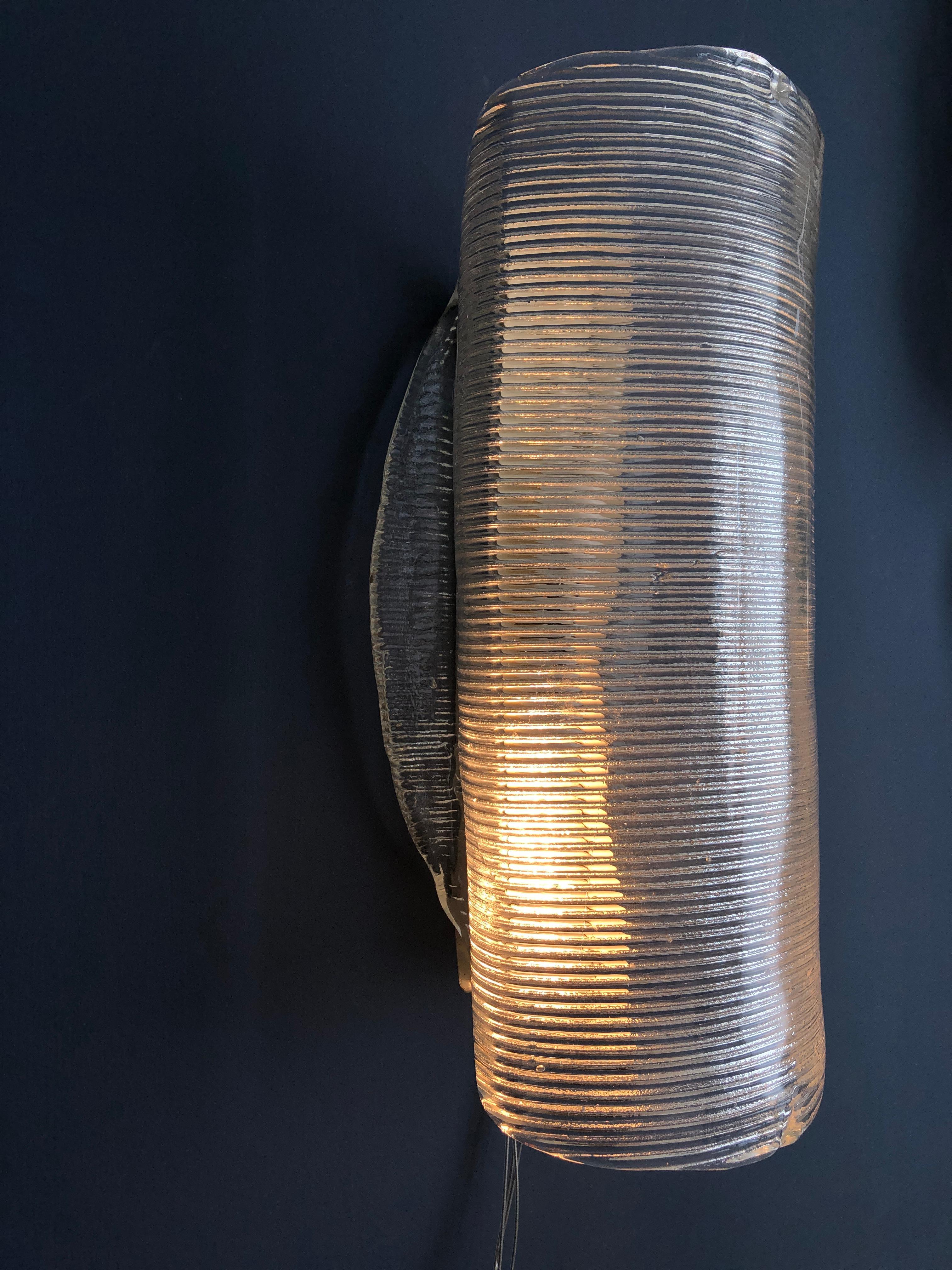 Vintage Italian 1950s Venini Applique Light in Clear Blown Glass 2
