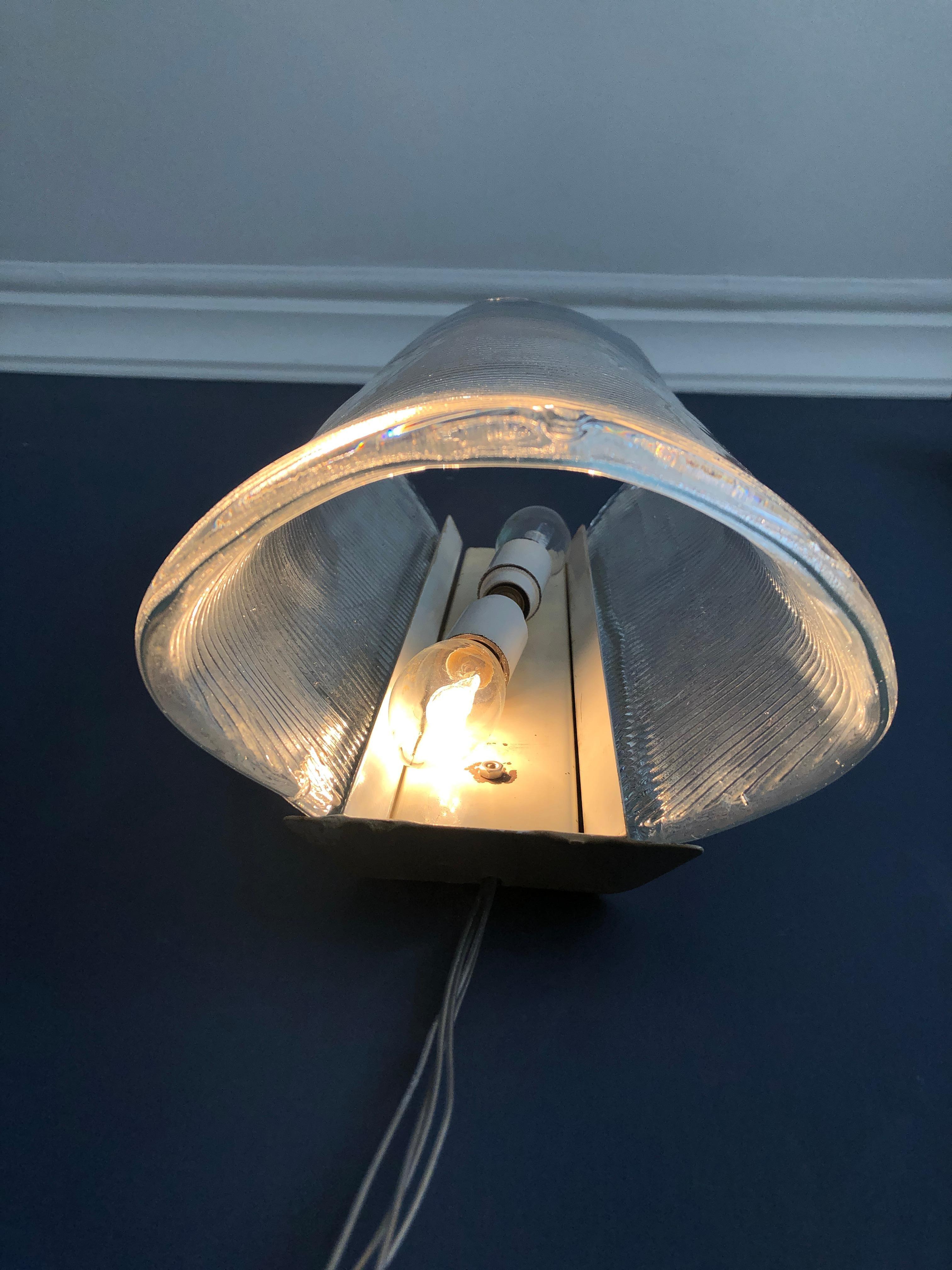 Vintage Italian 1950s Venini Applique Light in Clear Blown Glass 4