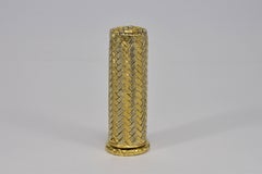 Vintage Italian 1960 18 Karat White and Yellow Gold Lipstick Cover or Pill Box