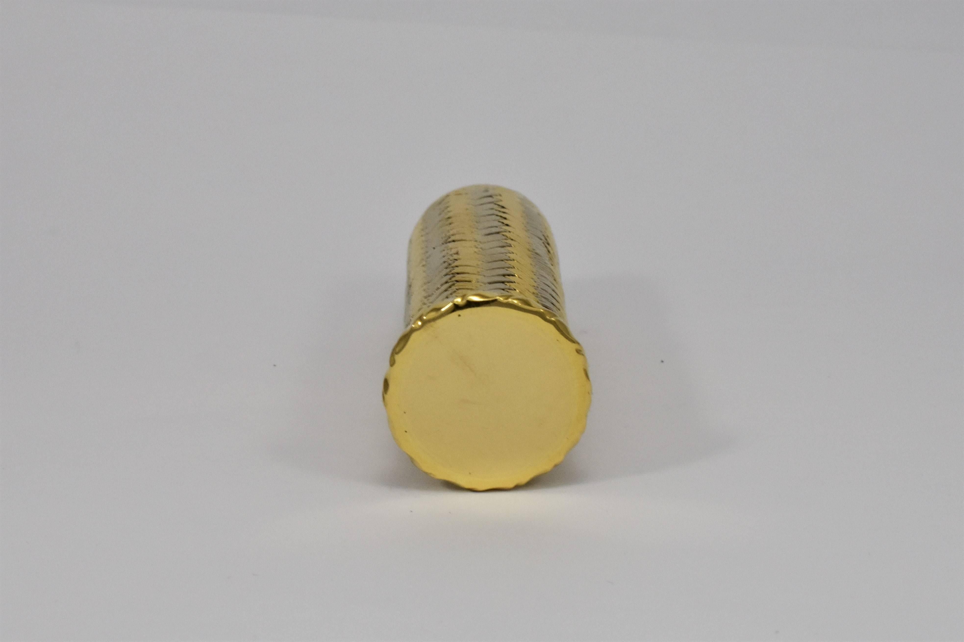 Vintage Italian 1960 18 Karat White and Yellow Gold Lipstick Cover or Pill Box For Sale 3