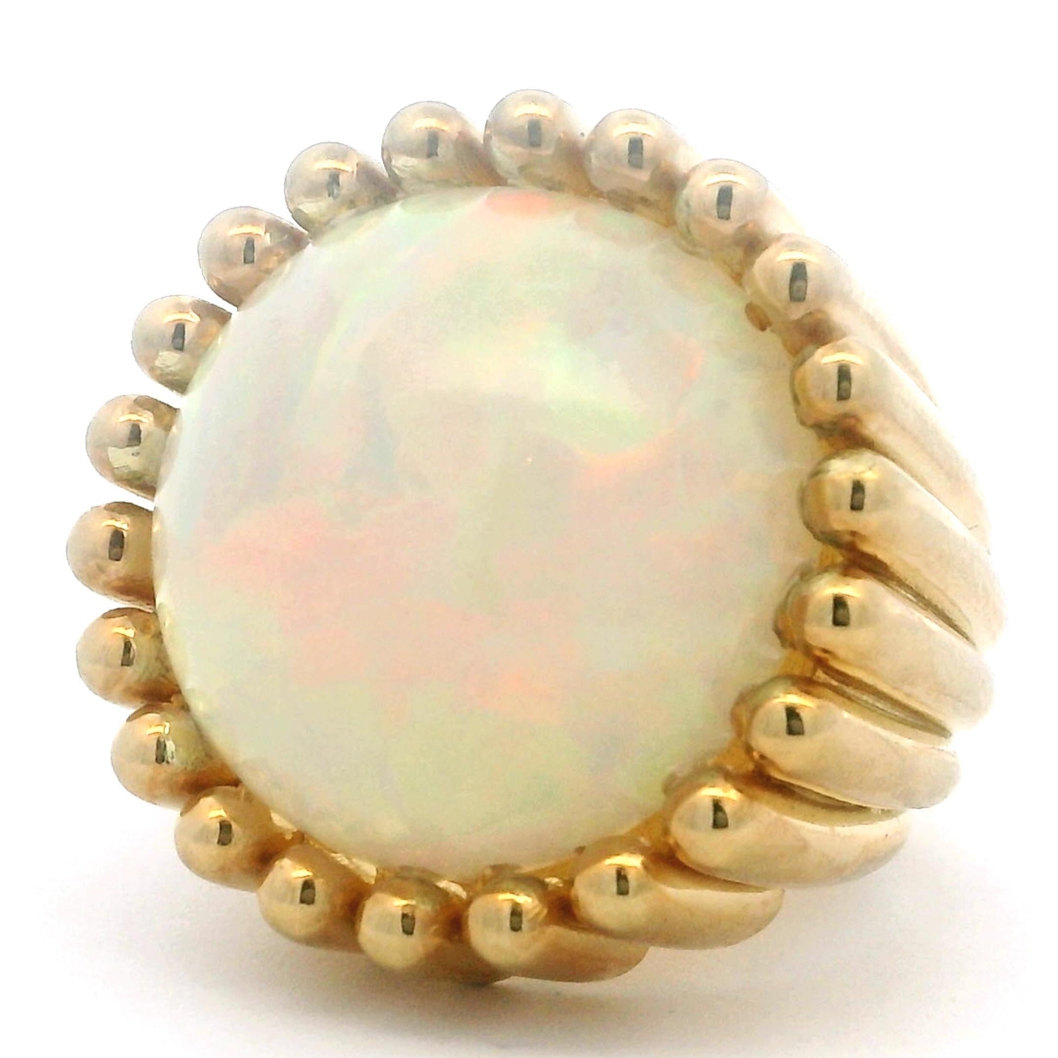 Vintage Italian 1960's 18K Gold Ring mit 28 Karat Opal, Retro Modernist Design im Angebot 7