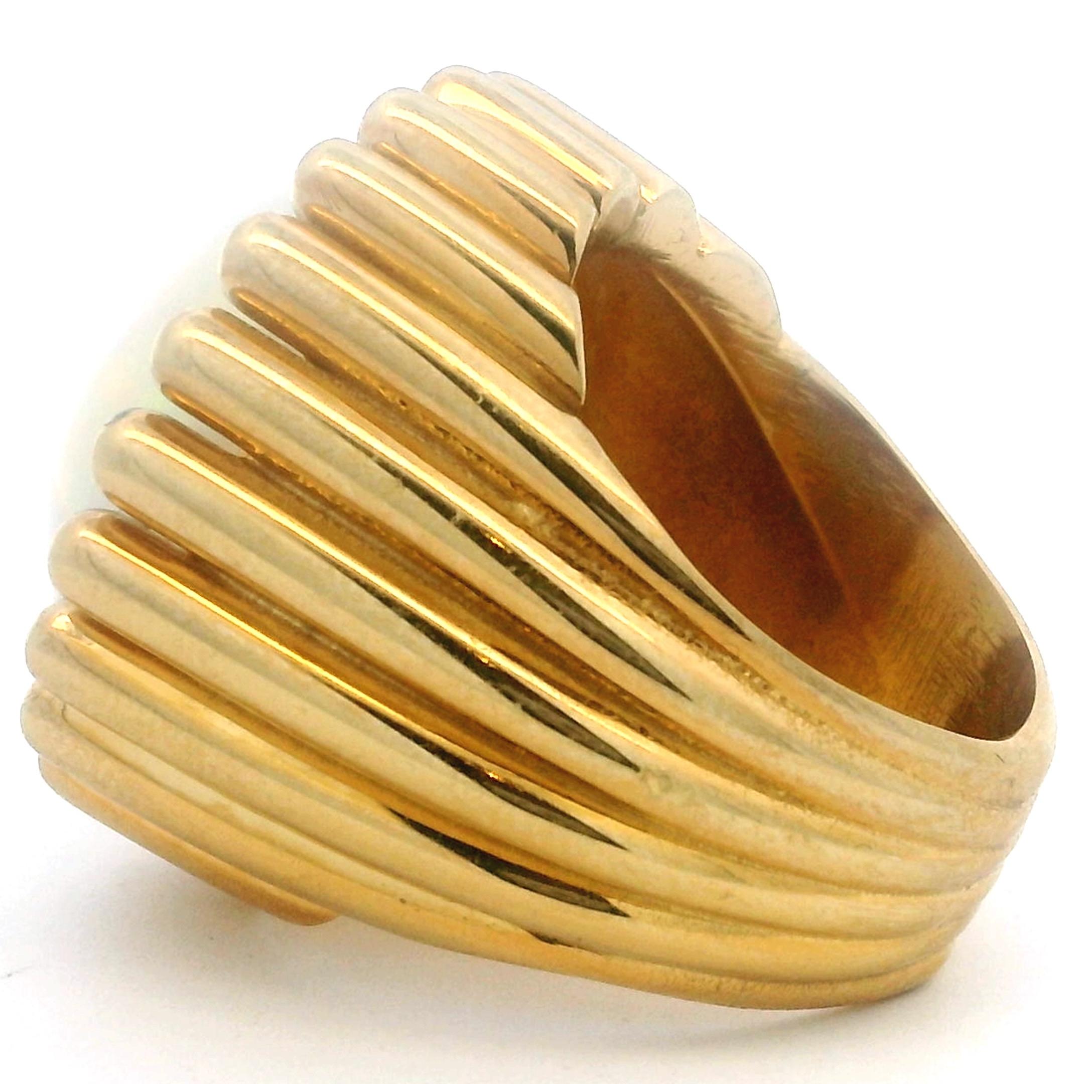 Vintage Italian 1960's 18K Gold Ring mit 28 Karat Opal, Retro Modernist Design im Angebot 4