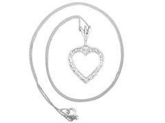 Italian 1960s Diamond and White Gold Heart Pendant/Necklace