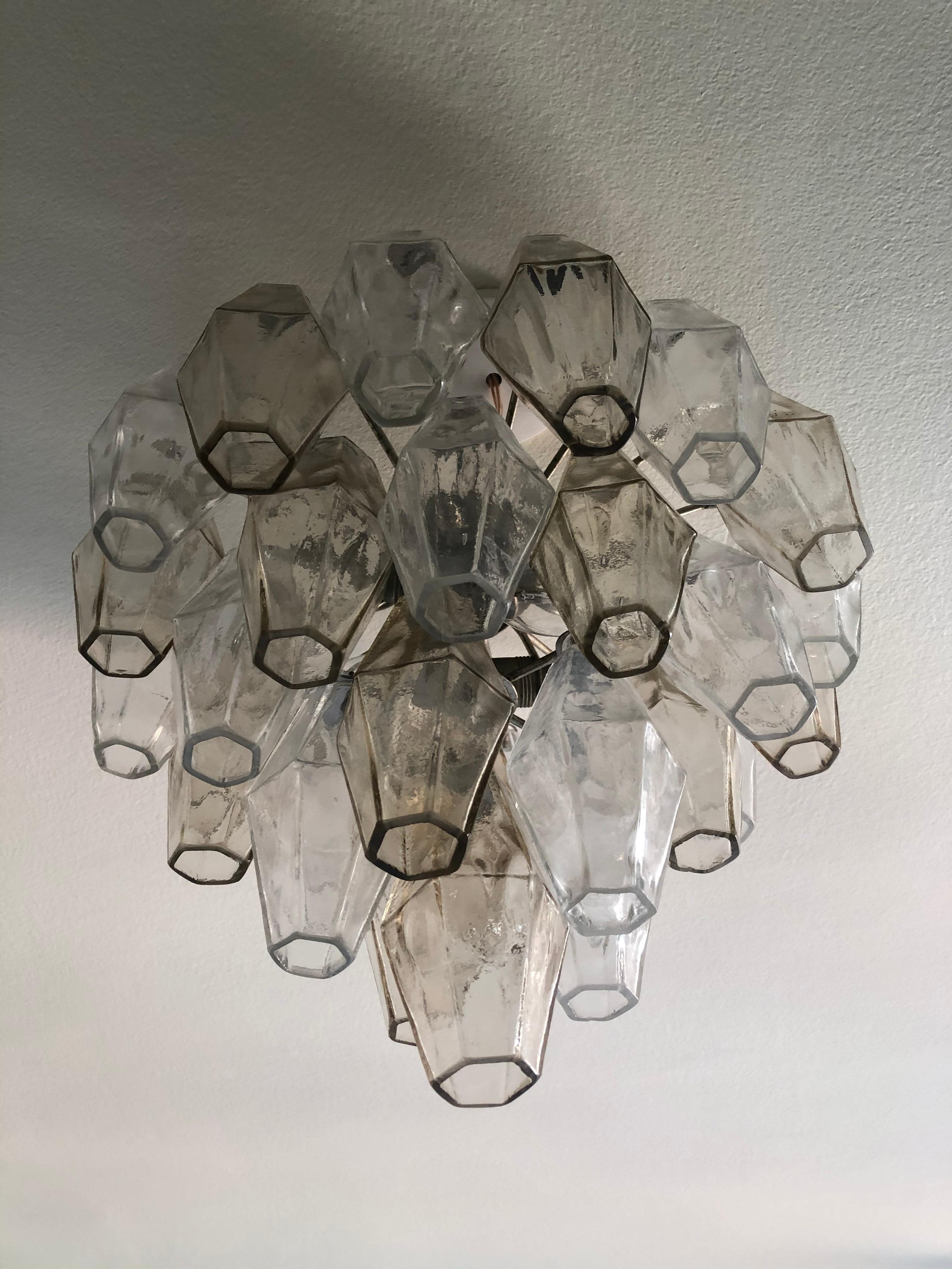 Vintage Italian 1960s Paolo Venini Chandelier in Smoked and Clear Blown Glass In Good Condition In Copenhagen K, DK