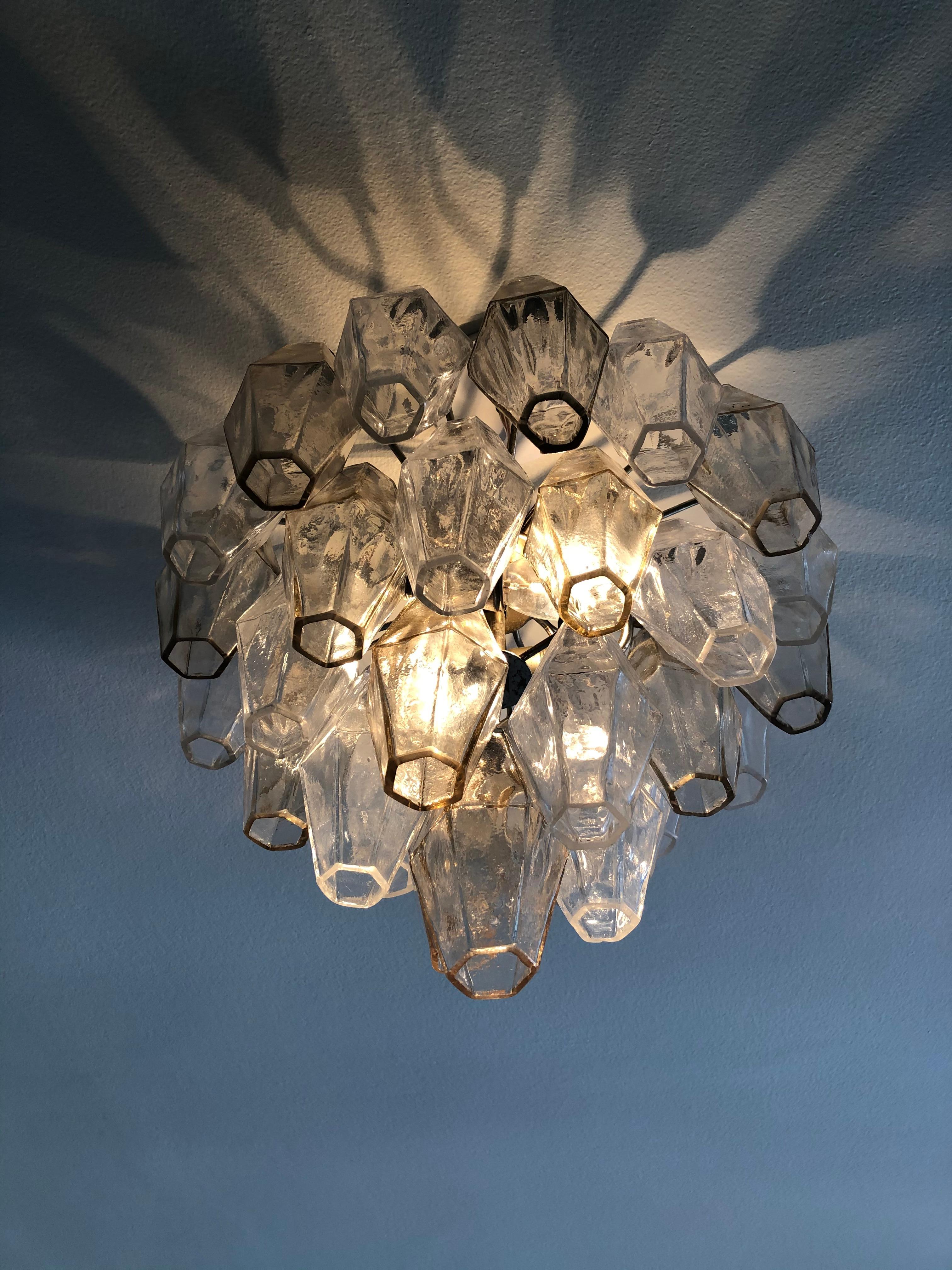 Mid-20th Century Vintage Italian 1960s Paolo Venini Chandelier in Smoked and Clear Blown Glass