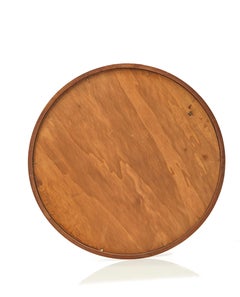 Specchio da parete rotondo vintage italiano degli anni '60 attribuito a Cassina, Wood e ottone