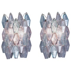 Vintage Venini Polyhedral Wall Lights in Blown Glass, Italy 1960's