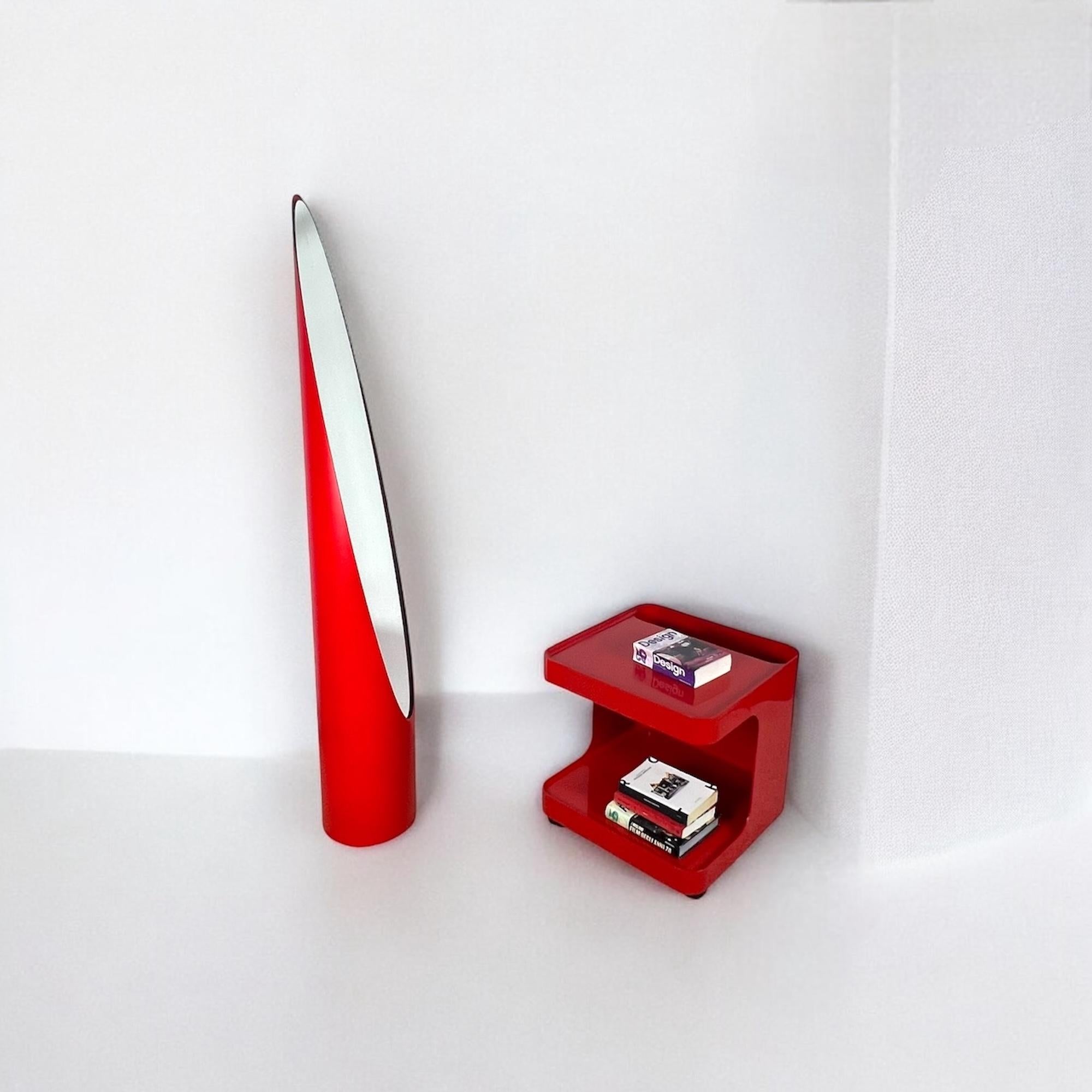Vintage Italian 1970s Lipstick Floor Mirror in Glossy Red 4