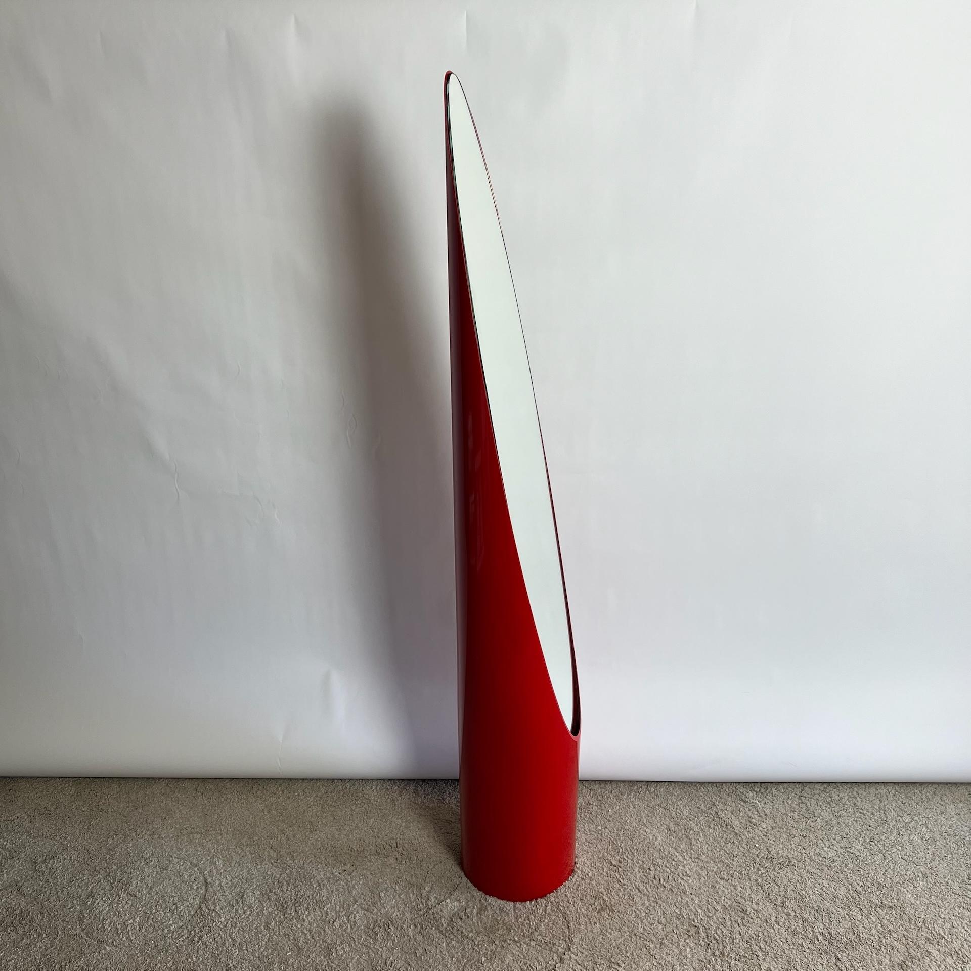 Vintage Italian 1970s Lipstick Floor Mirror in Glossy Red For Sale 7