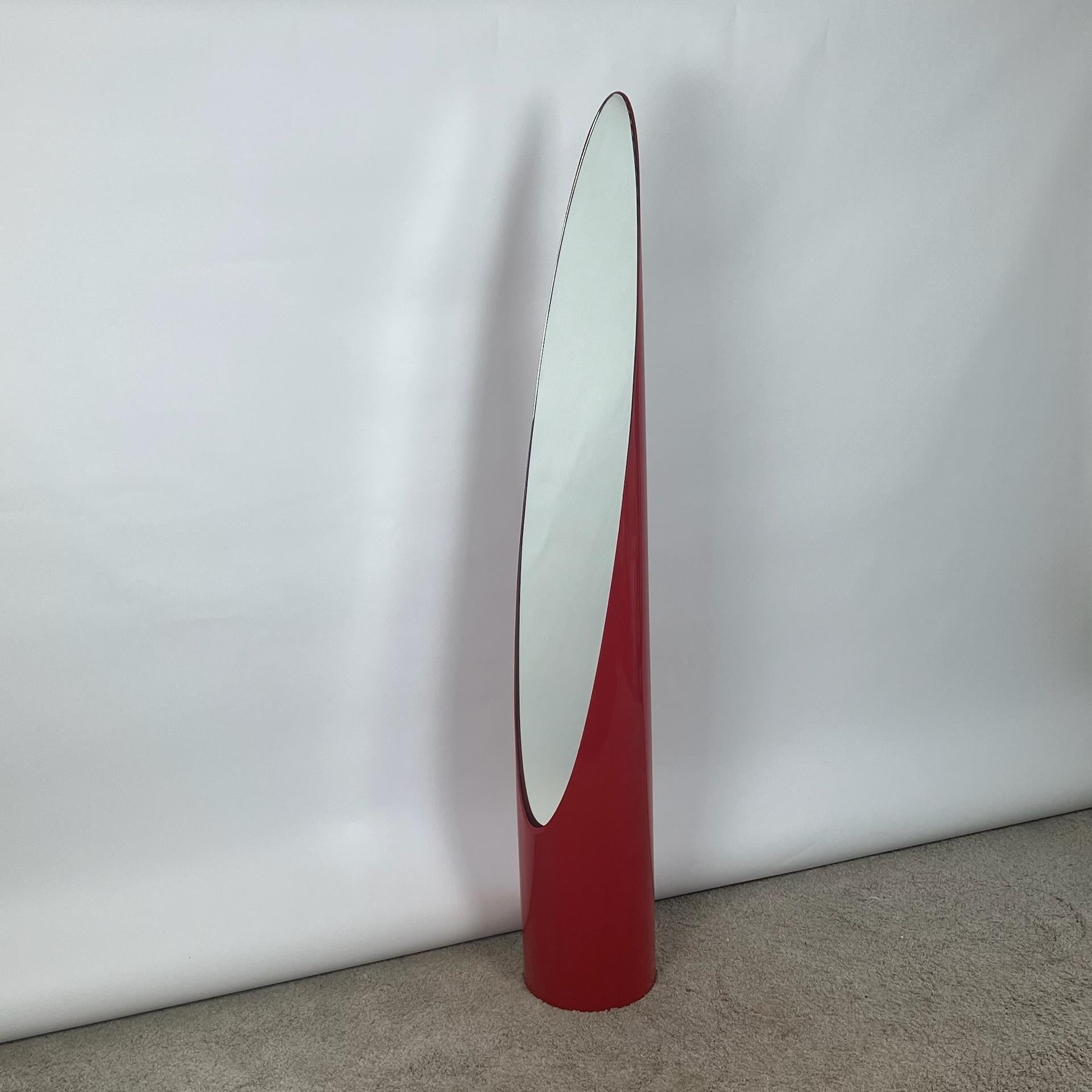 Vintage Italian 1970s Lipstick Floor Mirror in Glossy Red For Sale 9