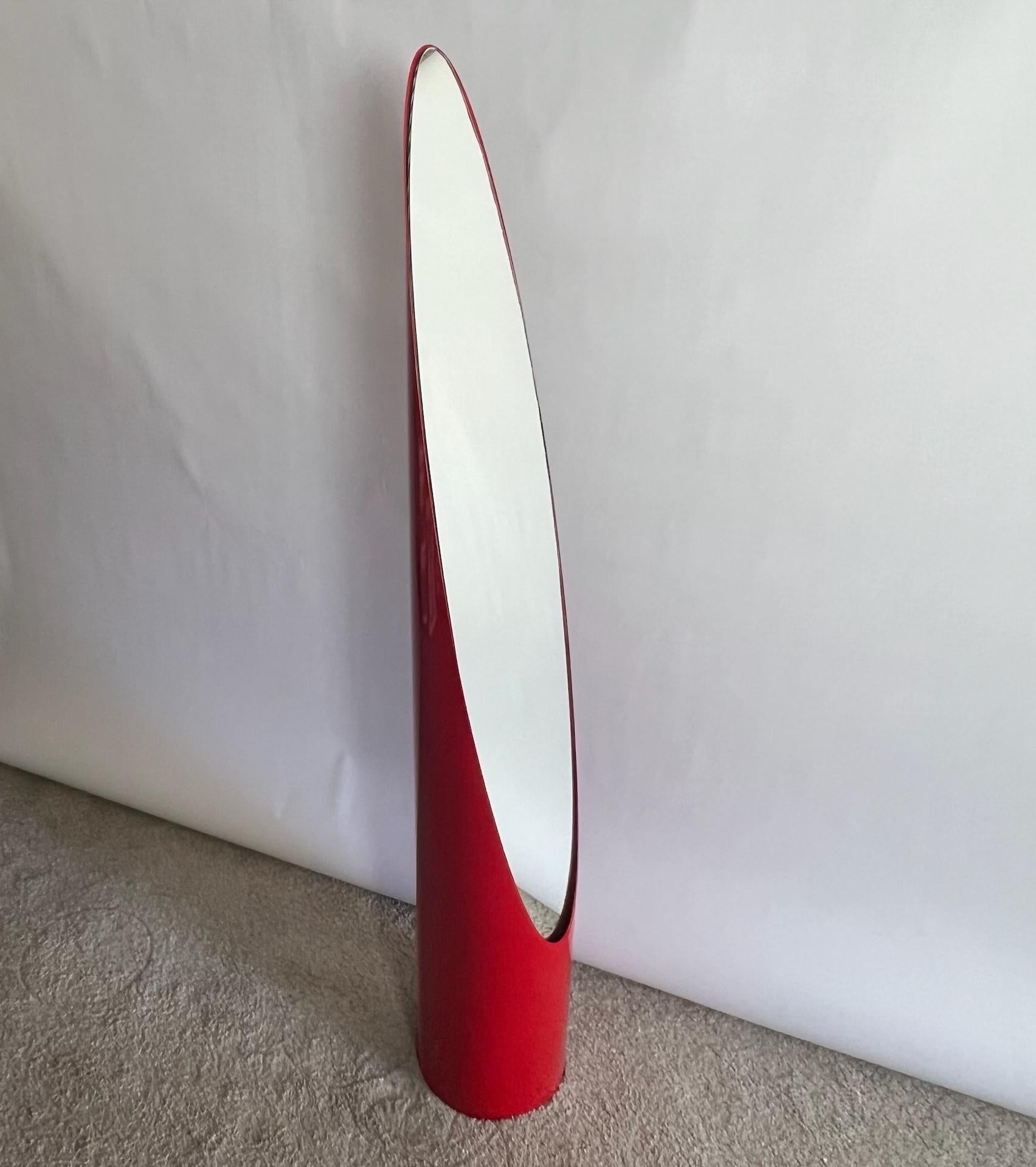 Vintage Italian 1970s Lipstick Floor Mirror in Glossy Red For Sale 10