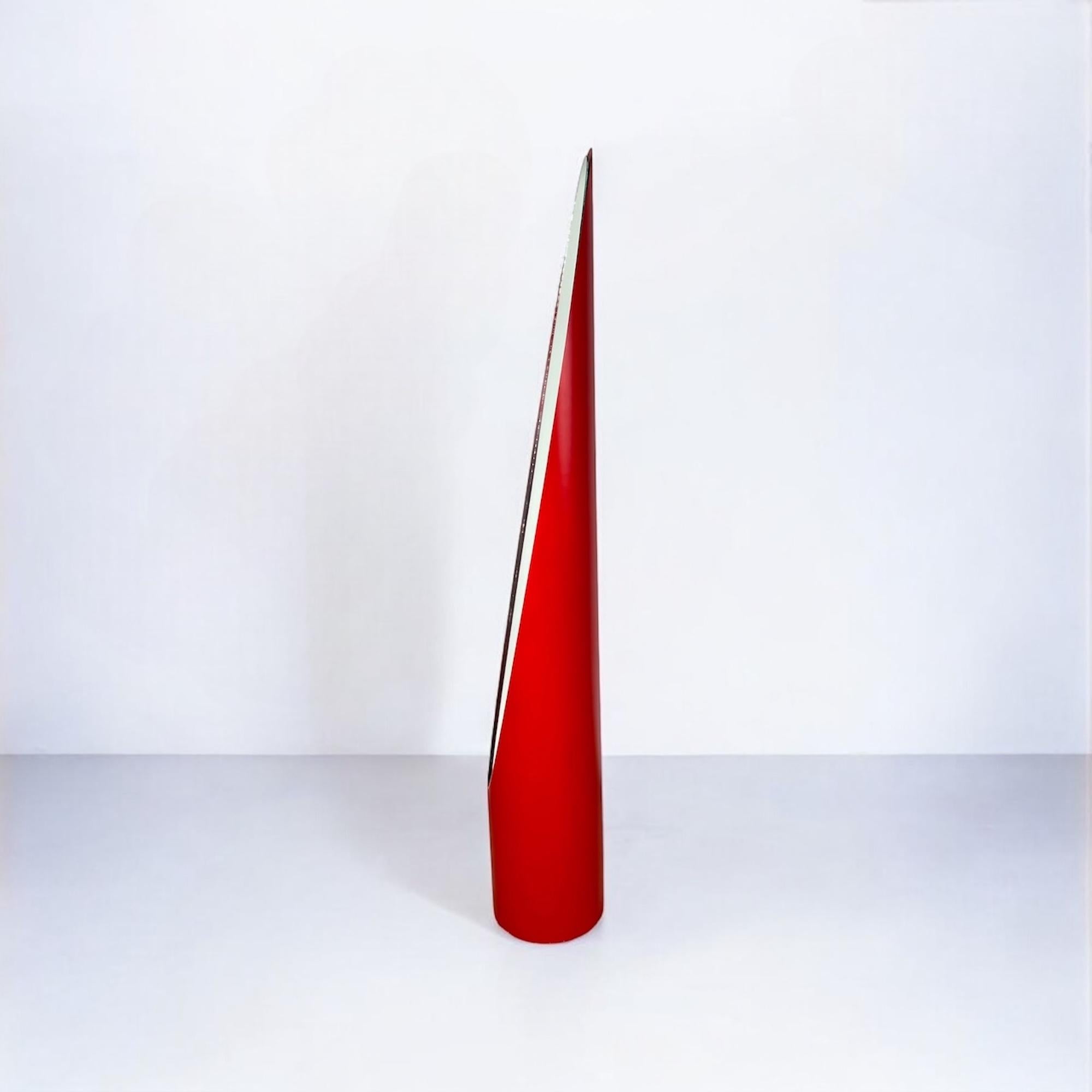 Glass Vintage Italian 1970s Lipstick Floor Mirror in Glossy Red