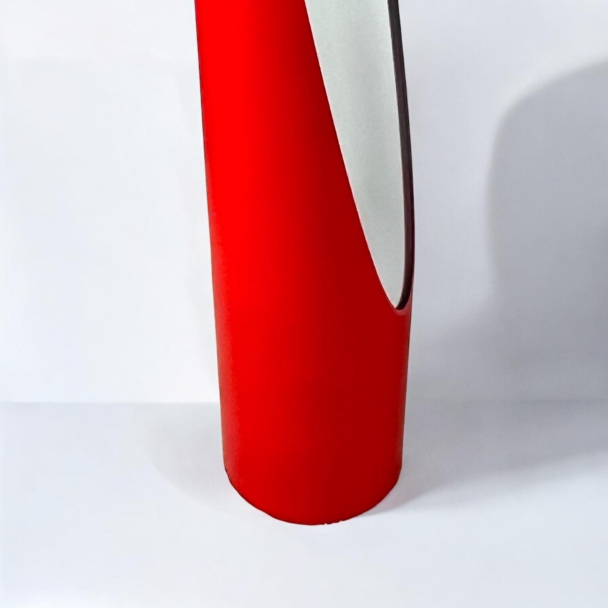 Vintage Italian 1970s Lipstick Floor Mirror in Glossy Red 1