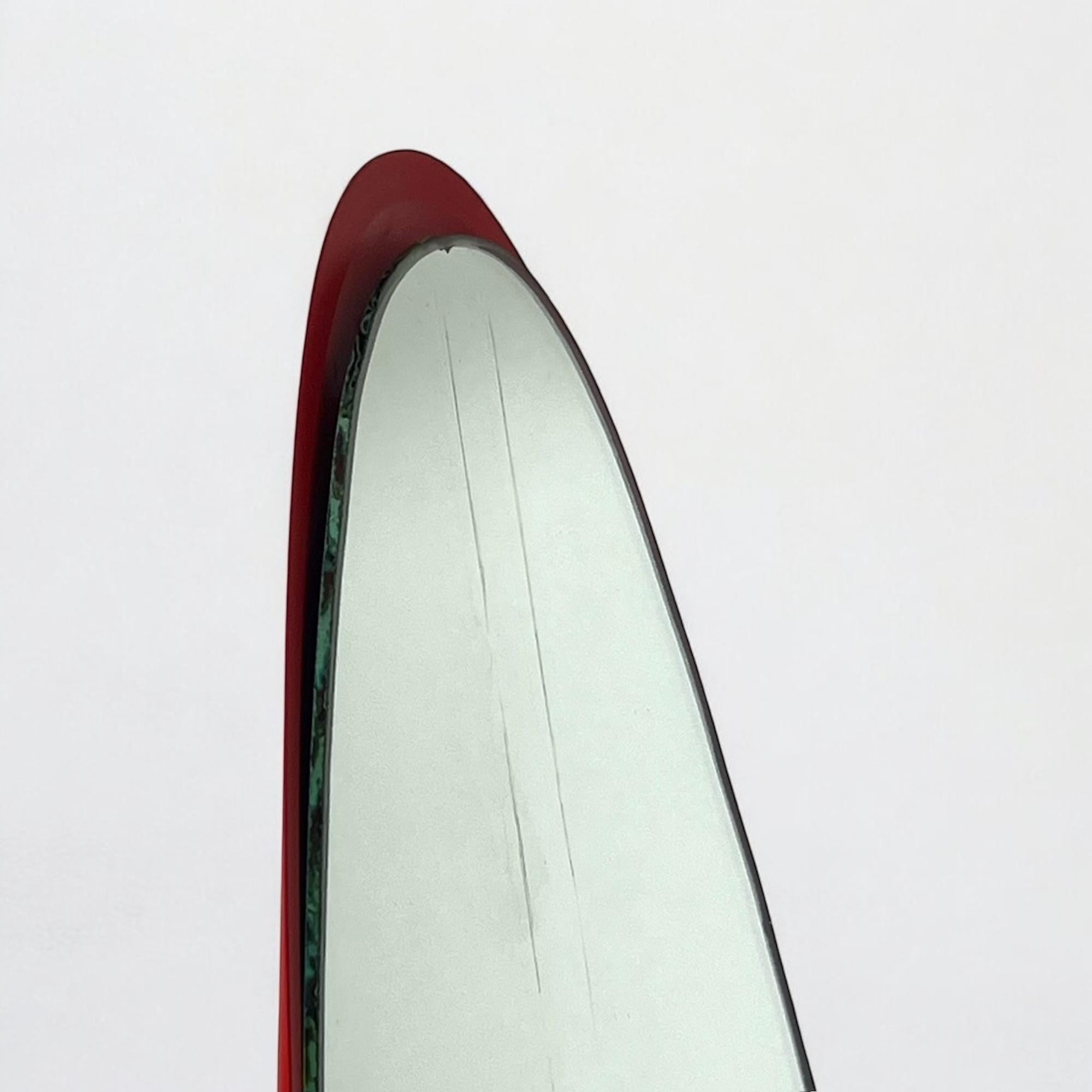 Vintage Italian 1970s Lipstick Floor Mirror in Glossy Red 2