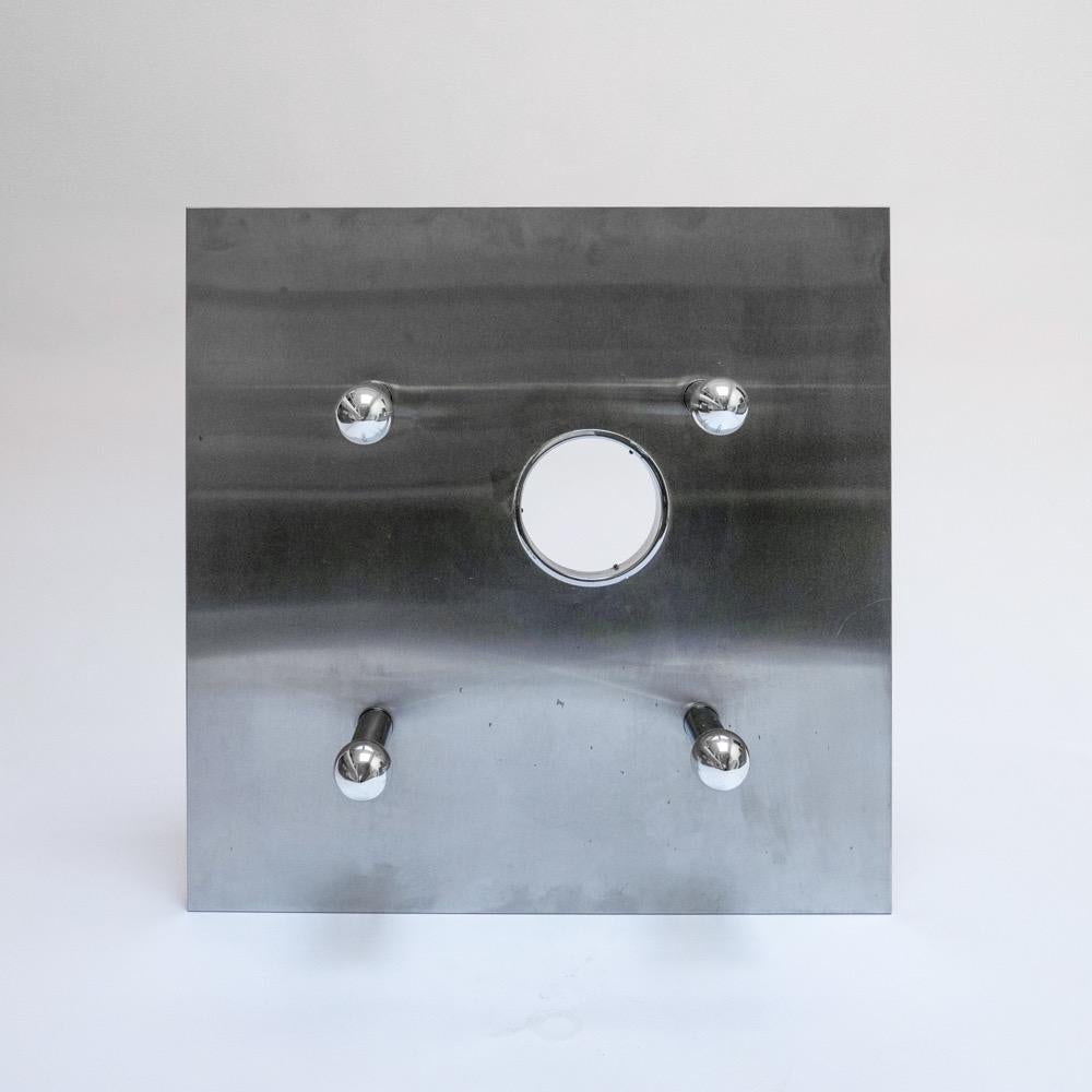 Space Age Vintage Italian 1970s sculptural metal lamp in the style of Angelo Brotto For Sale