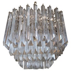 Vintage italien des années 1970, lustre ovale de style Venini, baguettes triangulaires.