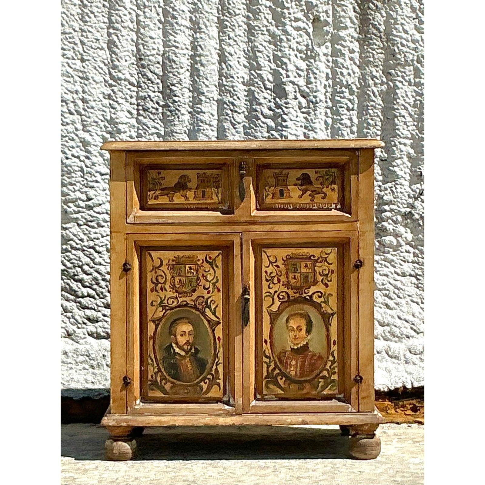 Bois Armoire italienne peinte à la main du 19ème siècle en vente