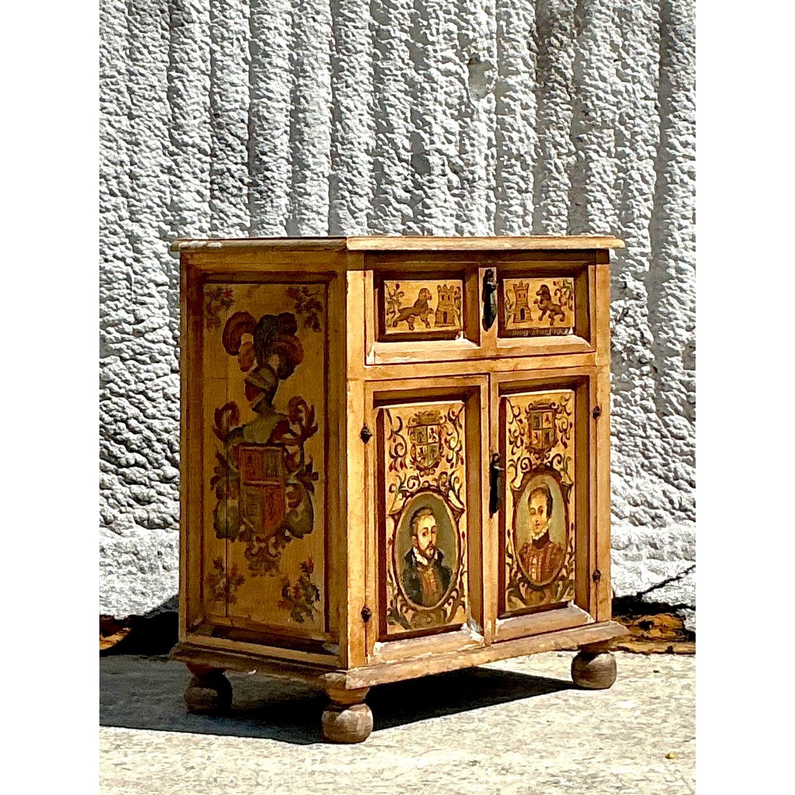 Armoire italienne peinte à la main du 19ème siècle en vente 1