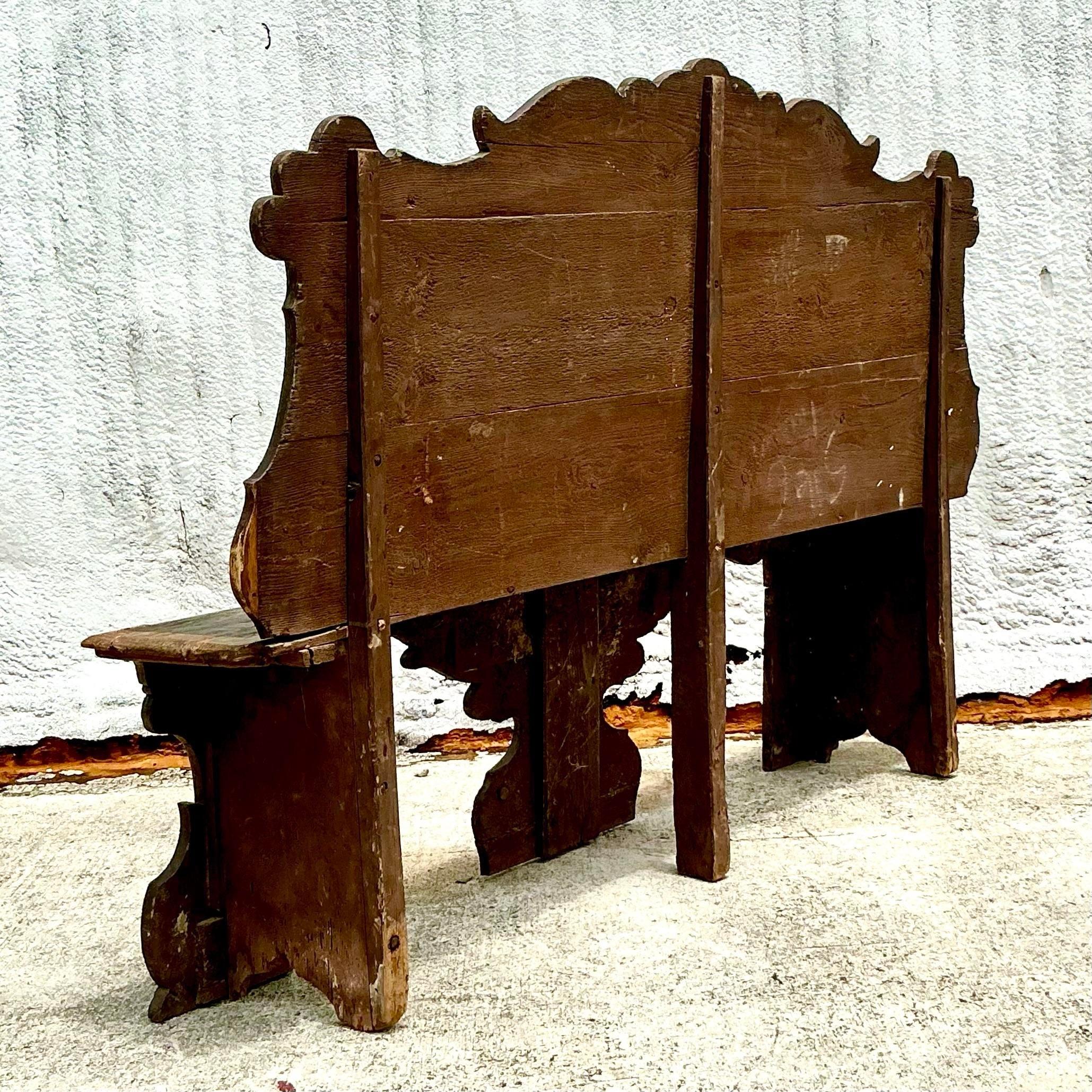 Panchina Cassapanca dipinta a mano dell'Ottocento italiano vintage in vendita 1