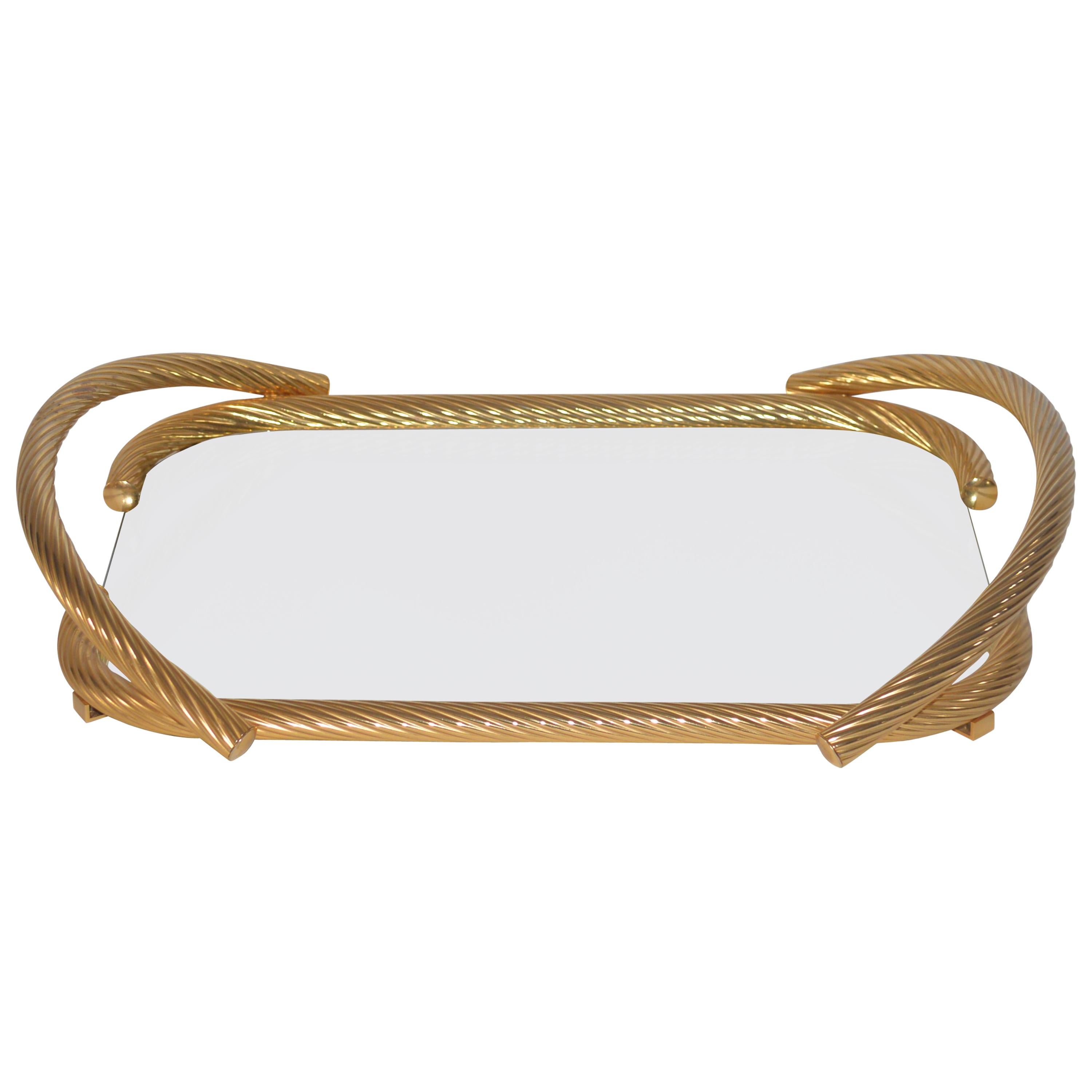 Vintage Italian 24-Carat Gold-Plated Serving Tray