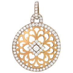 Vintage Italian 2.50 Carat Diamond Pendant Two-Tone 18 Karat Gold