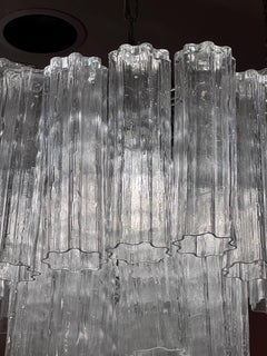 Vintage Italian 3 Tier Round Murano Glass Tronchi Ceiling Chandelier