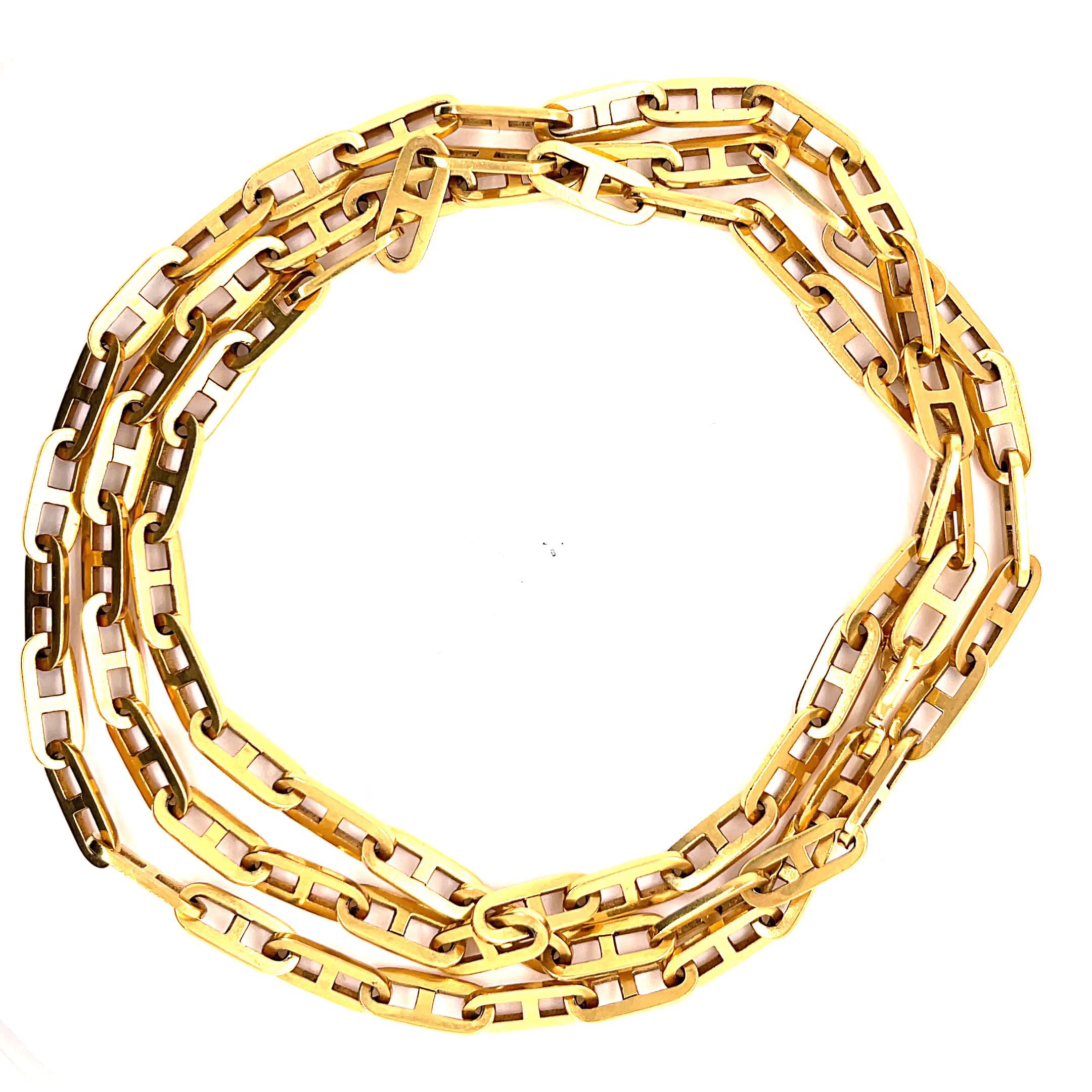 Vintage Italian 18 Karat Gold Mariner's Link Necklace In Excellent Condition In Beverly Hills, CA
