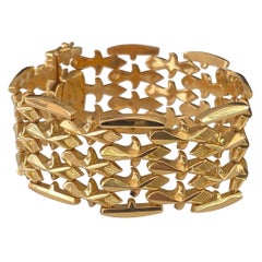 Vintage Italian 4-Row Fleur-de-Lis Repousse Link Bracelet