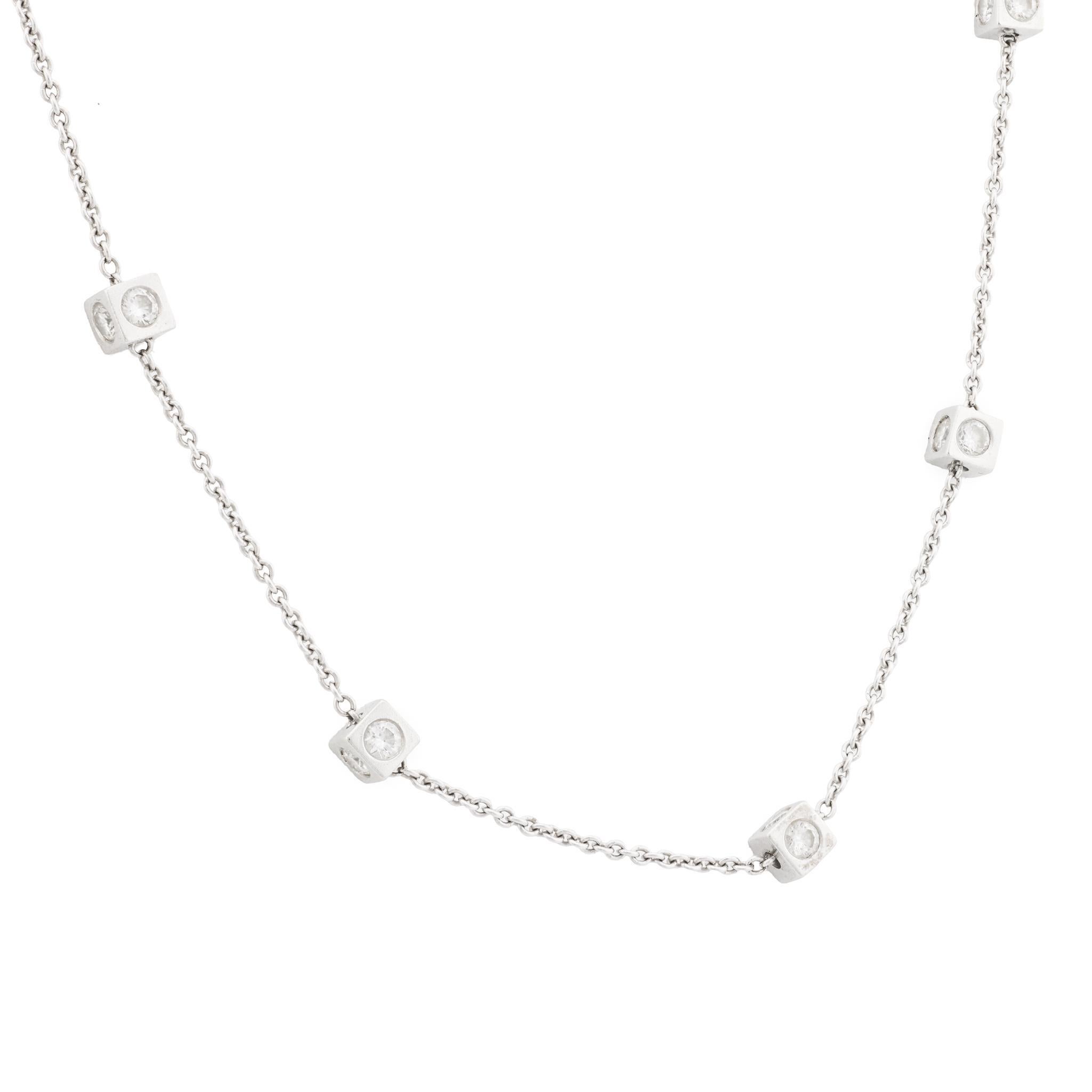 Contemporaneo Collana a cubo in oro bianco 14k con diamante d'epoca italiano da 4,30 carati in vendita