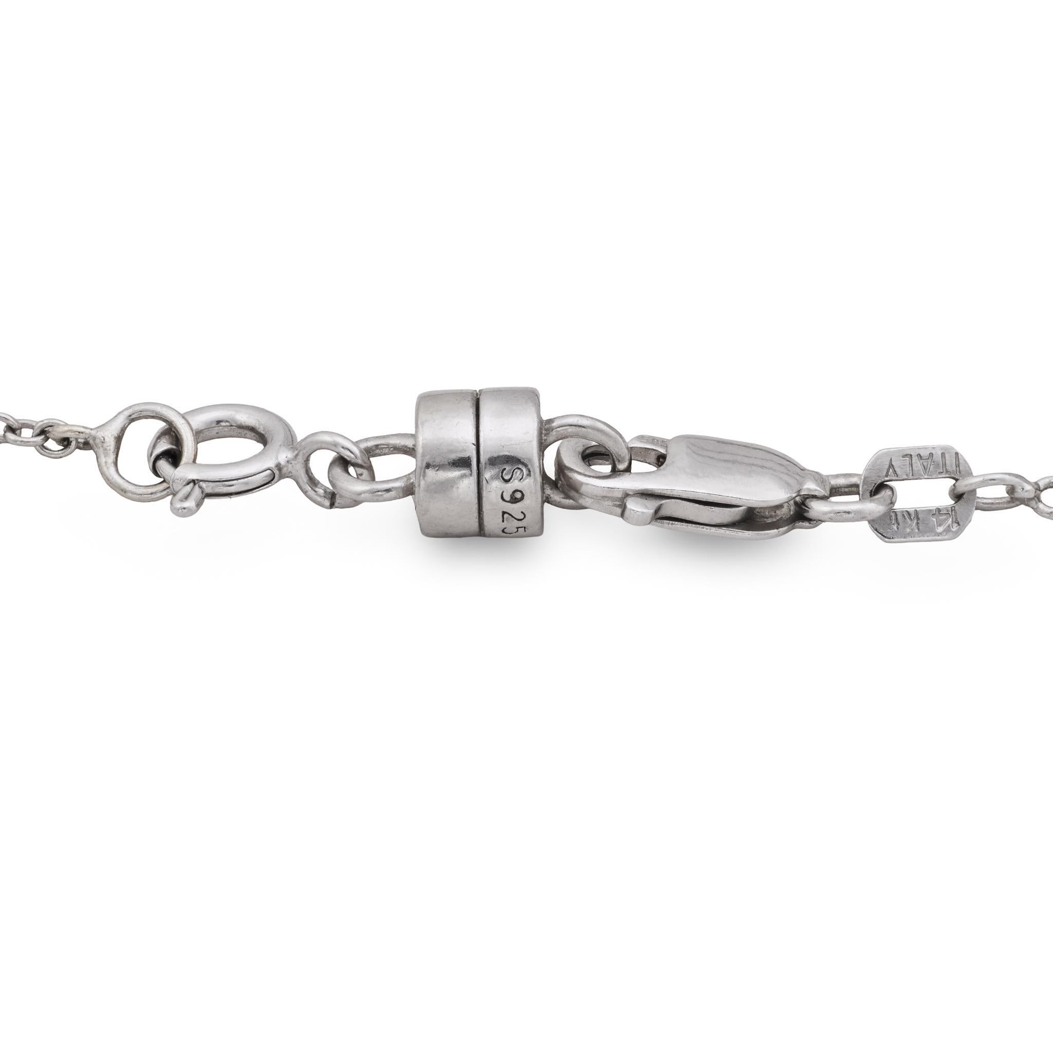 Donna Collana a cubo in oro bianco 14k con diamante d'epoca italiano da 4,30 carati in vendita