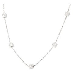 Vintage Italian 4.30 carat diamond 14k white gold cube necklace