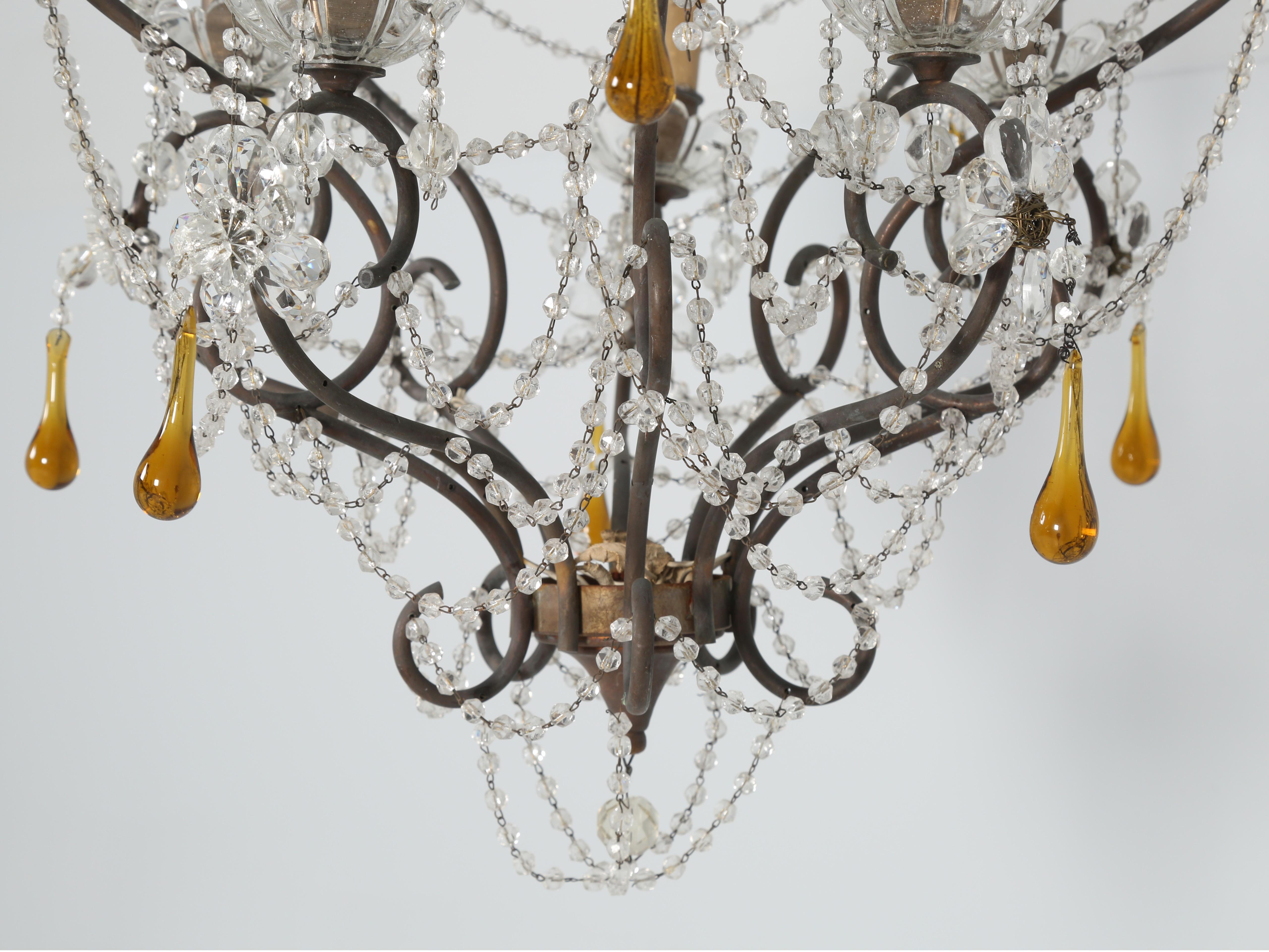 Vintage Italian 5-Light Chandelier with Matching Canopy For Sale 5