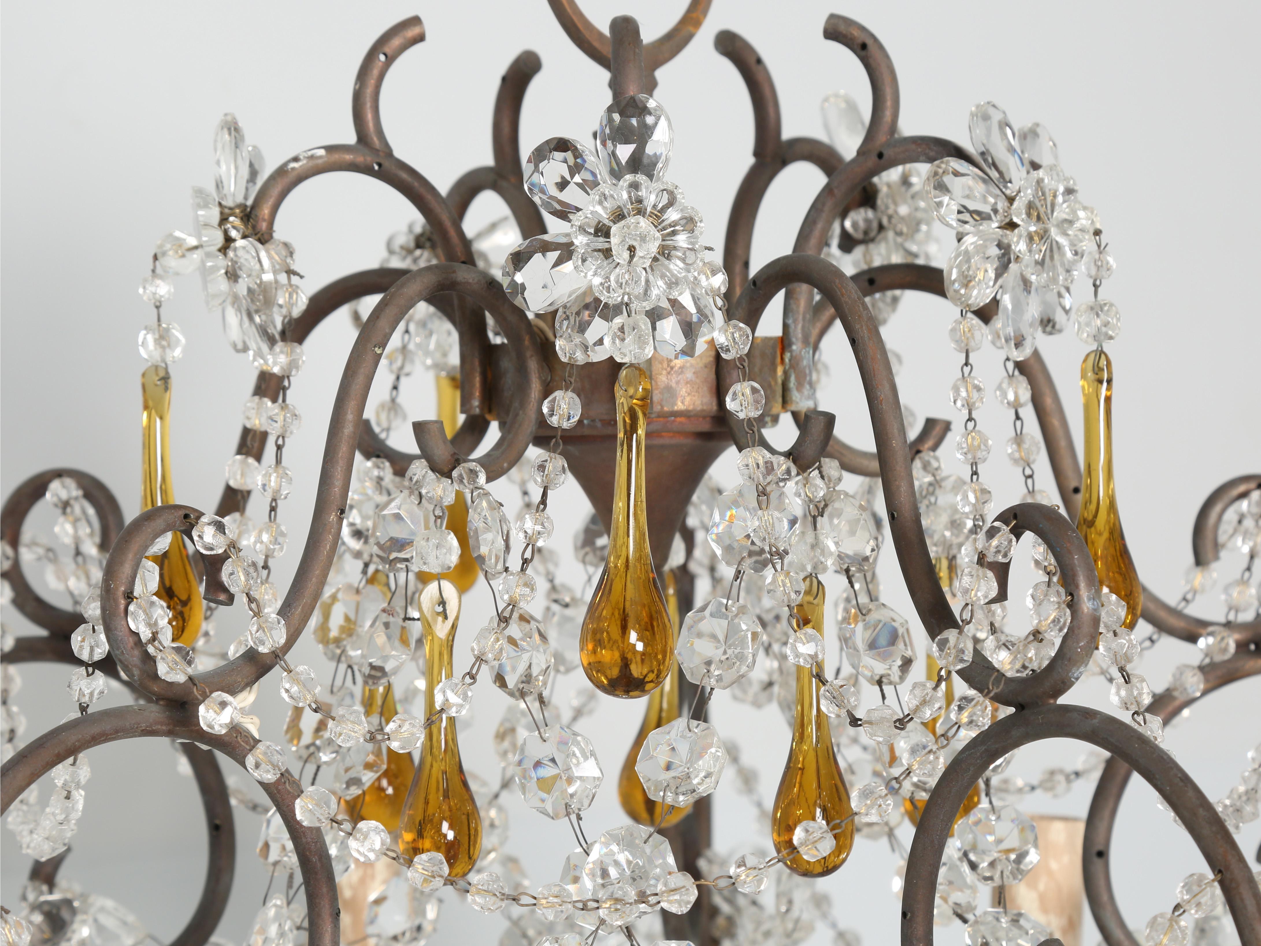Hand-Crafted Vintage Italian 5-Light Chandelier with Matching Canopy For Sale