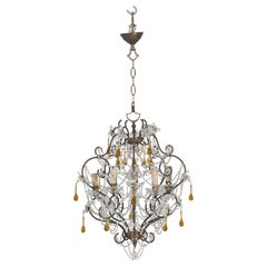 Antique Italian 5-Light Chandelier with Matching Canopy