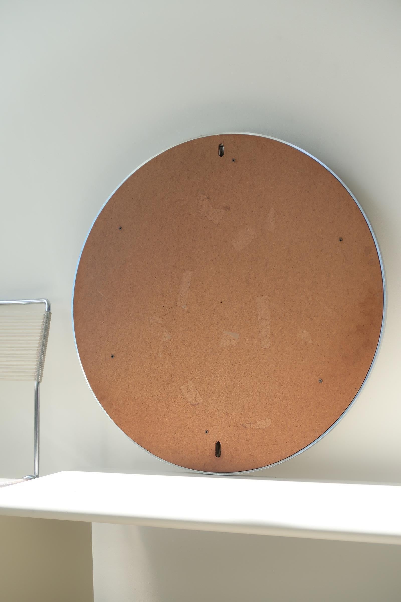 Vintage Italian 70s Space Age Wall Mirror Chrome In Good Condition In Copenhagen, DK