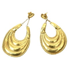 Pendientes colgantes de oro de 8 quilates estilo renacimiento etrusco italiano vintage