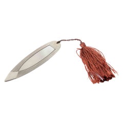 Vintage Italian 800 Silver Bookmark with Tassel – Mid-Century Modern... 1960s